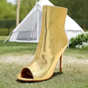 Women's Fashion Boots-Sexy Peep Toe Ankle Boots Stiletto High Heel Short Booties Side Zipper Party Evening Shoes BD