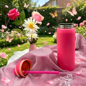 Ow-(Flamingo)-Double Drink vacuum Outdoor Sports water bottle,32 oz /945ml,stainless steel bicycle water bottle,  leak-proof travel cup with clasps, beverage freezing for 6-12 hours,lced,Coffee,Tumbler,with,Lids,Straws Drinkware Flasks Insulated Mug