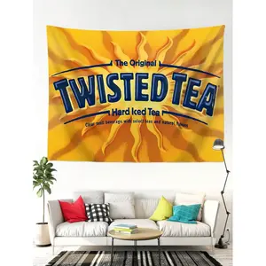 1pc Twisted Tea Flag Tapestry Polyester Fashion Wall Tapestry Suitable For University Dormitory Rooms Living Rooms Parties Home Decor Art Wall Tapestry Ideal Holiday Gift Yellow