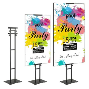 Poster Stand, Adjustable Height Up to 75", Double-Sided Heavy Duty Pedestal Sign Holder, Floor Standing Sign Holder Banner Stand with Shock-absorbing Base for Display, for Board and Foam, Black
