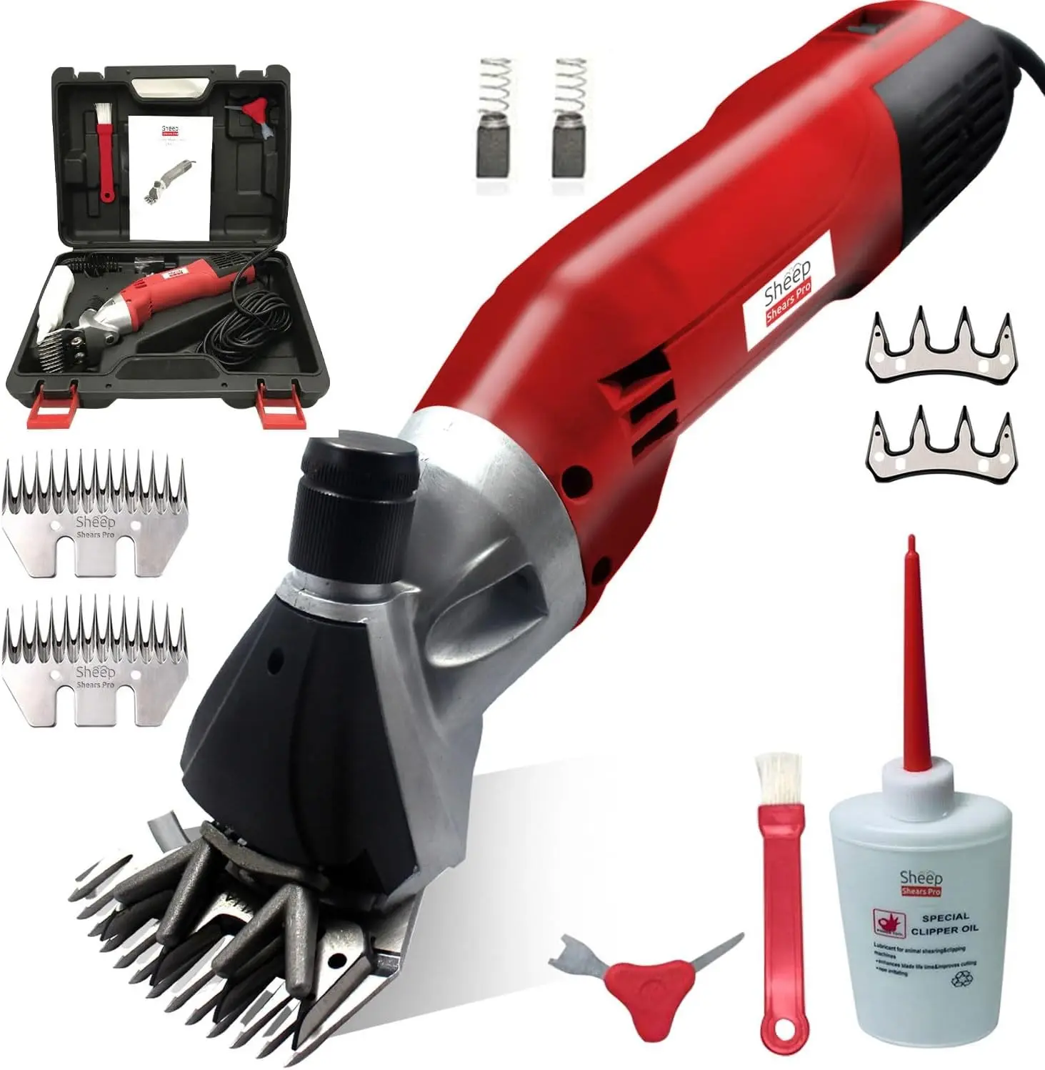 Sheep Shears Pro Electric Sheep Shearing Clipper, 110V, 500W with 2 Blades | 6 Speed, Easy Glide Design, for Sheep, Goats, Cattle, Farm Livestock Pets, Grooming, with Carrying Case, cool running Blades