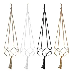 1pcs Braided Rope Hanging Basket Flower Pot Straw Macrame Net Hanger Garden Holder Craft Plant Balcony Decor Accessories