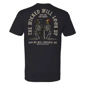 Mens Graphic Tee The Wicked Will Look Up Quote Print Casual Design T Shirt Streetwear Style Crewneck Short Sleeve Soft Cotton Breathable Comfortable Fit Relaxed Fit Daily Wear Retro Military Inspired Dark Humor Trendy Aesthetic Fashion Top Gift Idea