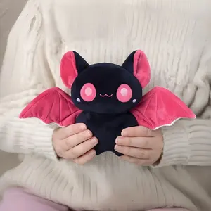 Cute Bat Plush Toy Set (3 Pcs) - Soft Stuffed Animal with Big Eyes, Black/Grey/White & Pink Wings, Adorable Cartoon Bat Dolls for Kids Gift, Halloween/Party Decor, Huggable Plushie Collection, Kawaii Stuffed Animals