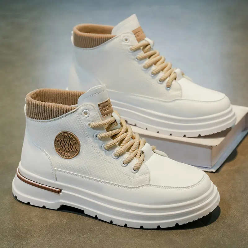 Boys' Mid-Top Ankle Boots - Breathable Colorblock Spliced Casual Walking Shoes with Slip-Resistant Platform Wedge Sole for All-Season Wear