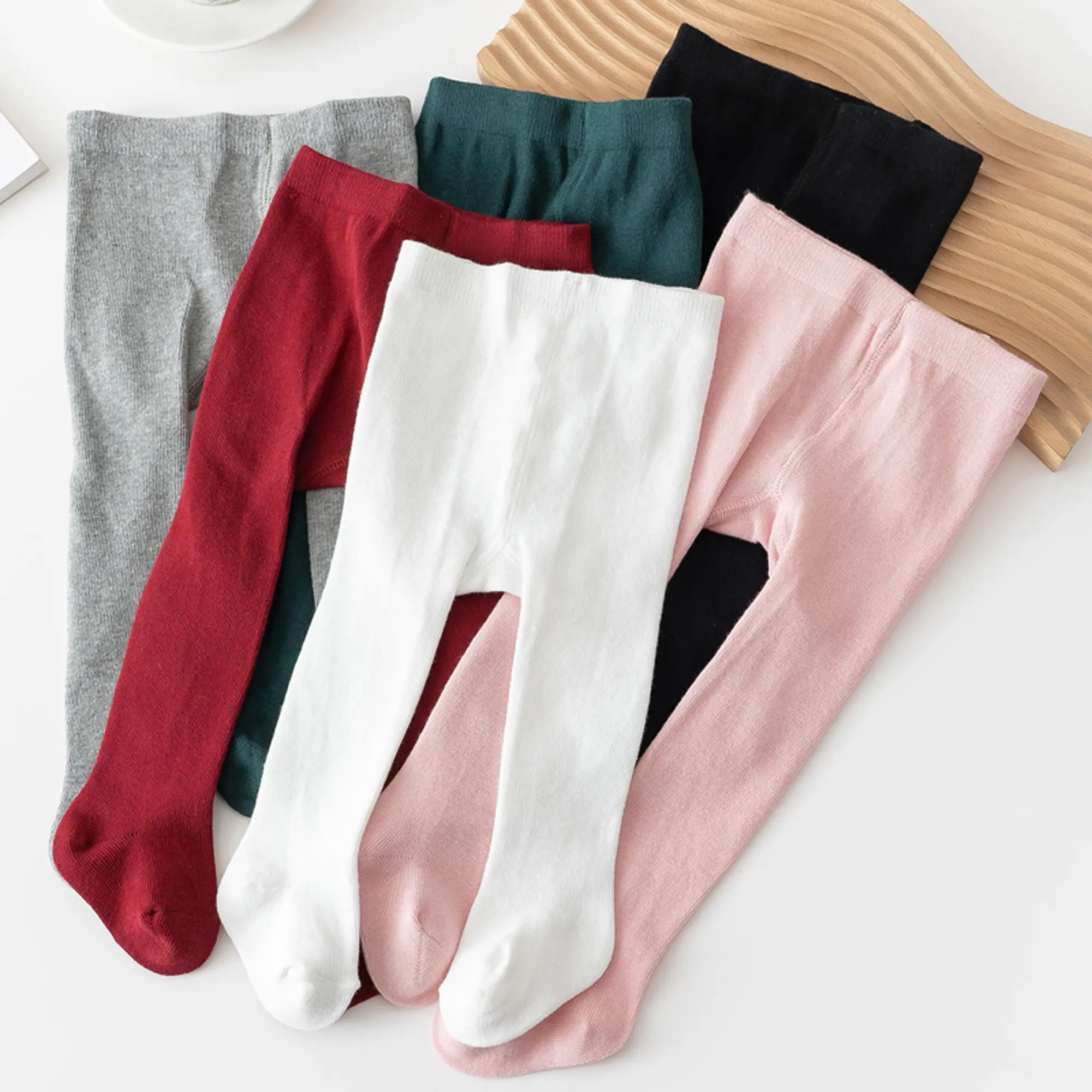 Baby Girls' Cotton Plain Comfy Hosiery - Elastic Band Full Length Pantyhose, 12-24 Months Casual Daily Baby Clothing for Pairing with Diaper Sweatpants or Tight Pants, Plain Solid, Soft Baby Girls Socks & Tights