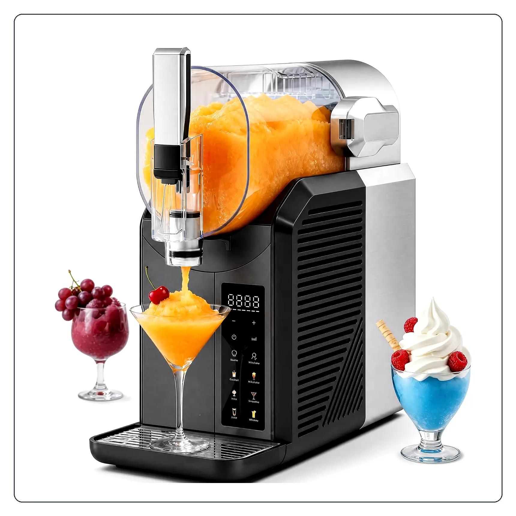 Slushie Machine 2L/68oz – 6-in-1 Frozen Drink Maker, No Ice Needed, Self-Cleaning Slushy Machine for Home & Party, LED Display, Rapid Chill Compressor, Margaritas, Frappés, Milkshakes, Spiked Slush, Cocktail Maker
