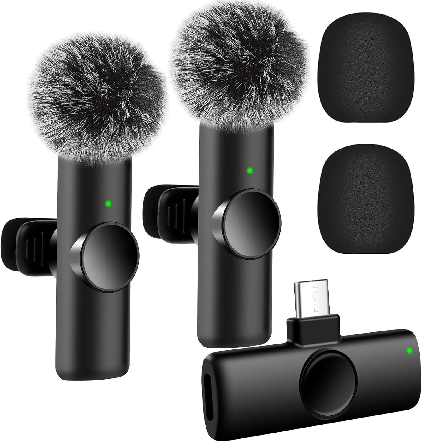 2 Pack Type C Mini  Lavalier Microphone for  15 & Android Devices,  Clear Sound Quality with Noise Reduction Lapel Microphone Plug-Play for Podcast Vlog YouTube