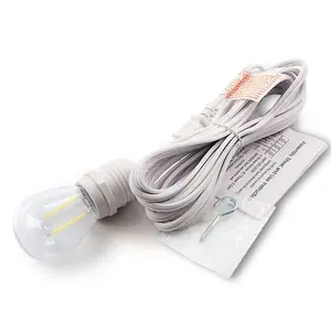 CORD + Shatterproof Bulb | White Pendant Light Lamp Cord Combo Kit, Switch, S14 Cool White Bulb