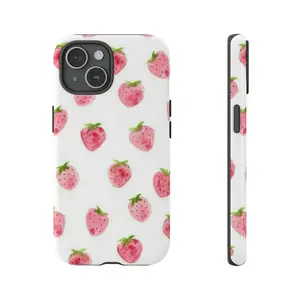 Watercolor Summer Strawberries Phone Case Fruit Lover Girl iPhone 16 15 14 13 12 11 With Magsafe