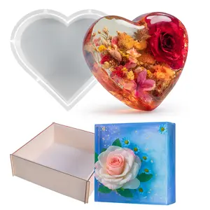 Square & Heart Resin Mold Silicone, Deep Epoxy Resin Molds for Flower Bouquet Preservation, Silicone Molds for Resin Casting Craft , Perfect for Resin Art Beginners & Experts, Wedding Planners, Memorial Crafts, Home Decor, Gift and Flower Preservation