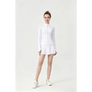 ROROlemon Long Gold Zipper Jacket & Accordion Pleated Skirt Two-Piece Set