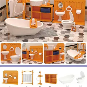 Miniature Kitchen Bedroom Living Room Bathroom Playset Accessories Furniture, 1pc Home Decor Toy Set for Kids Role-Playing