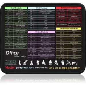 Office Shortcut  Pad for Excel//PPT/Windows (11.8"x9.8") - Portable  Non-Slip Small Cheat Sheet Desk Mat with Essential Hotkeys for Office & Gaming