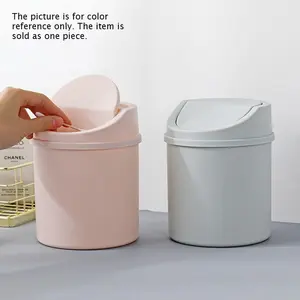 Covered mini desktop trash can, rotating top trash can, Kitchen Trashcan, Rotating Bin, Trash Bins, suitable for home, office, kitchen and bedroom - cylindrical trash basket