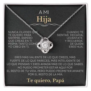 Perfect Daughter Gift,  A Mi Hija / Collar de Nudo de Amor Y Mensaje, love heart necklace, daughter necklace, spanish