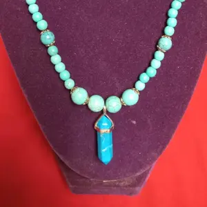 Handmade Custom Turquoise Beaded Necklace with Pewter Accent Beads and Toggle Clasp, 20 Inches Long - Perfect Gift for Someone Special