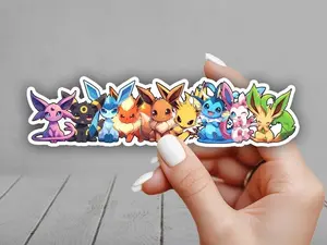 Cute Eeveelutions Poke Sticker - Laptop, Water Bottle Sticker Family Sticker for Laptop, Car and Tumbler