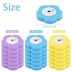 Disposable Plastic Toilet Brush Heads & Cleaner Tablets Combo, Ocean Fresh Scent, 5.5cm Compact Size, Purple/Blue/Yellow, 48/24/6pcs Pack