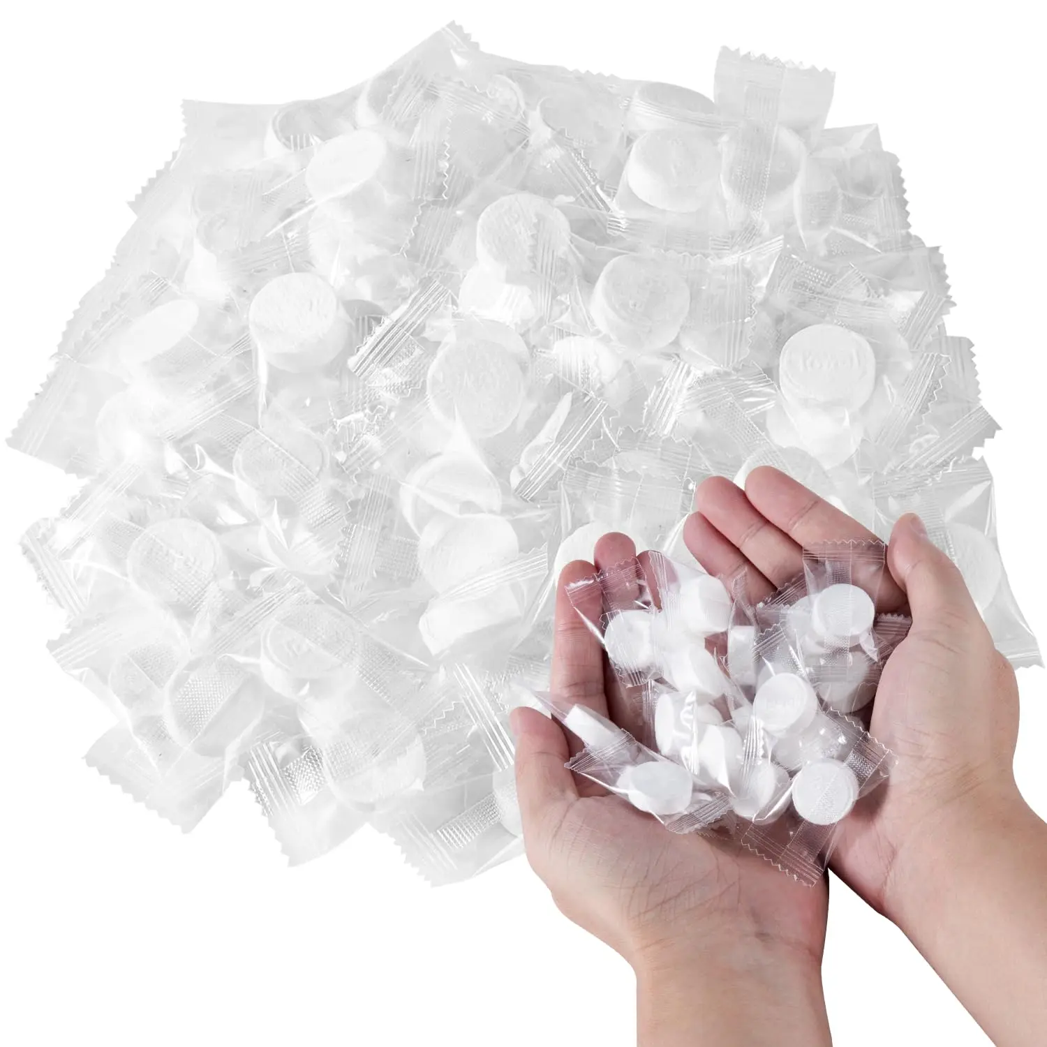 50 Pieces Compressed Towels Portable Disposable Mini Compressed Coin Tissue Toilet Paper Tablets for Travel, Camping, Hiking, Sport, Beauty Salon, Hand Wipes