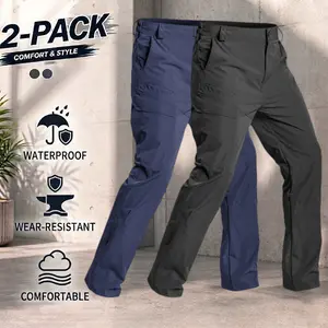2-Pack Men’s Tactical Pants – Slightly Stretchable Waterproof Fabric, Durable Hard Shell Construction, Wear-Resistant Workwear Pants, Checkered Fabric, Suitable for Hiking, Casual Wear, and Work, Multi-Pocket Design (Belt Not Included)