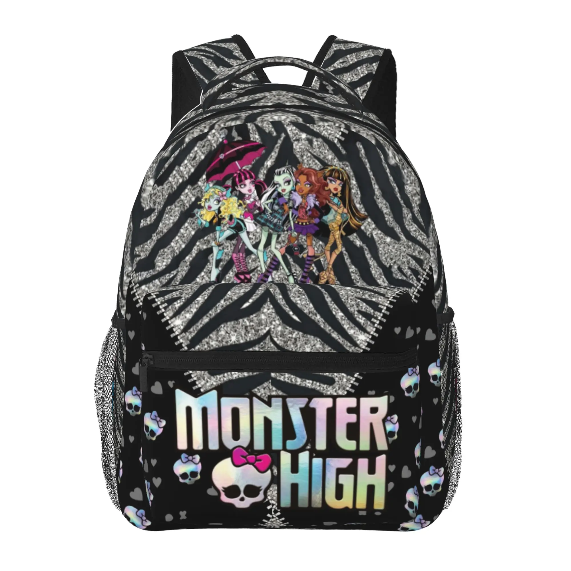 Cute Monster high Print Backpack for Women Monster high dolls Ergonomic Cushioned Laptop Daypack with Multiple Zipper Pockets,Monster high doll Lightweight Travel Bagpack, Ideal Gift for Birthday Christmas Day