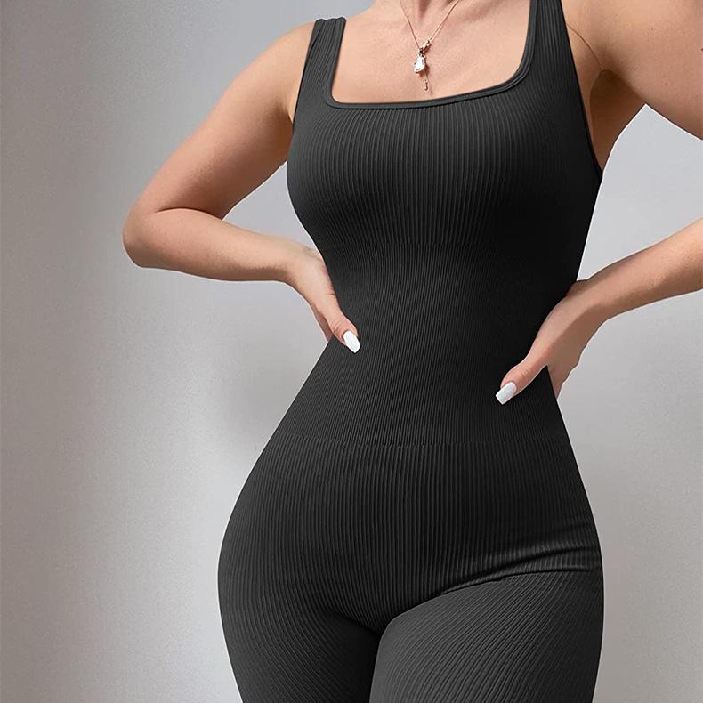 Women's Seamless Spandex Long Sleeve Tank Top - Suspender-Attached Strapback Sports Bra, Plain Design, Button Accents, Defined Waist, Machine Washable