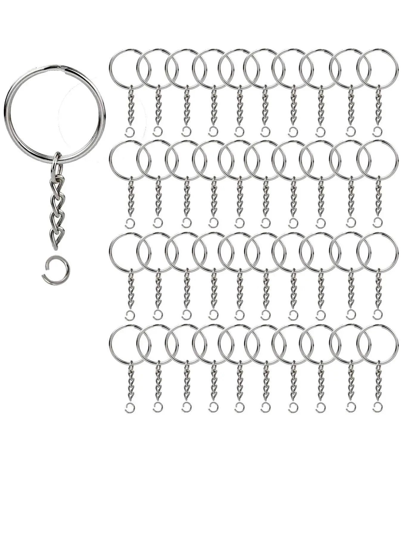 Key Ring with Adjustable Metal Chain & Open Jump, Split Round Keychain Rings, Bulk for Craft Making Jewelry, DIY Jewelry Accessories