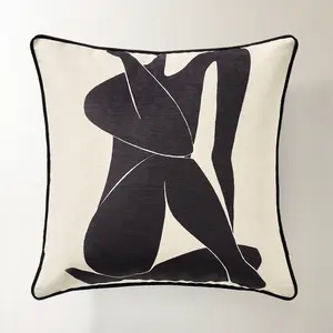 Z Gallerie Femi Velvet Pillow 20" Artful Black And White