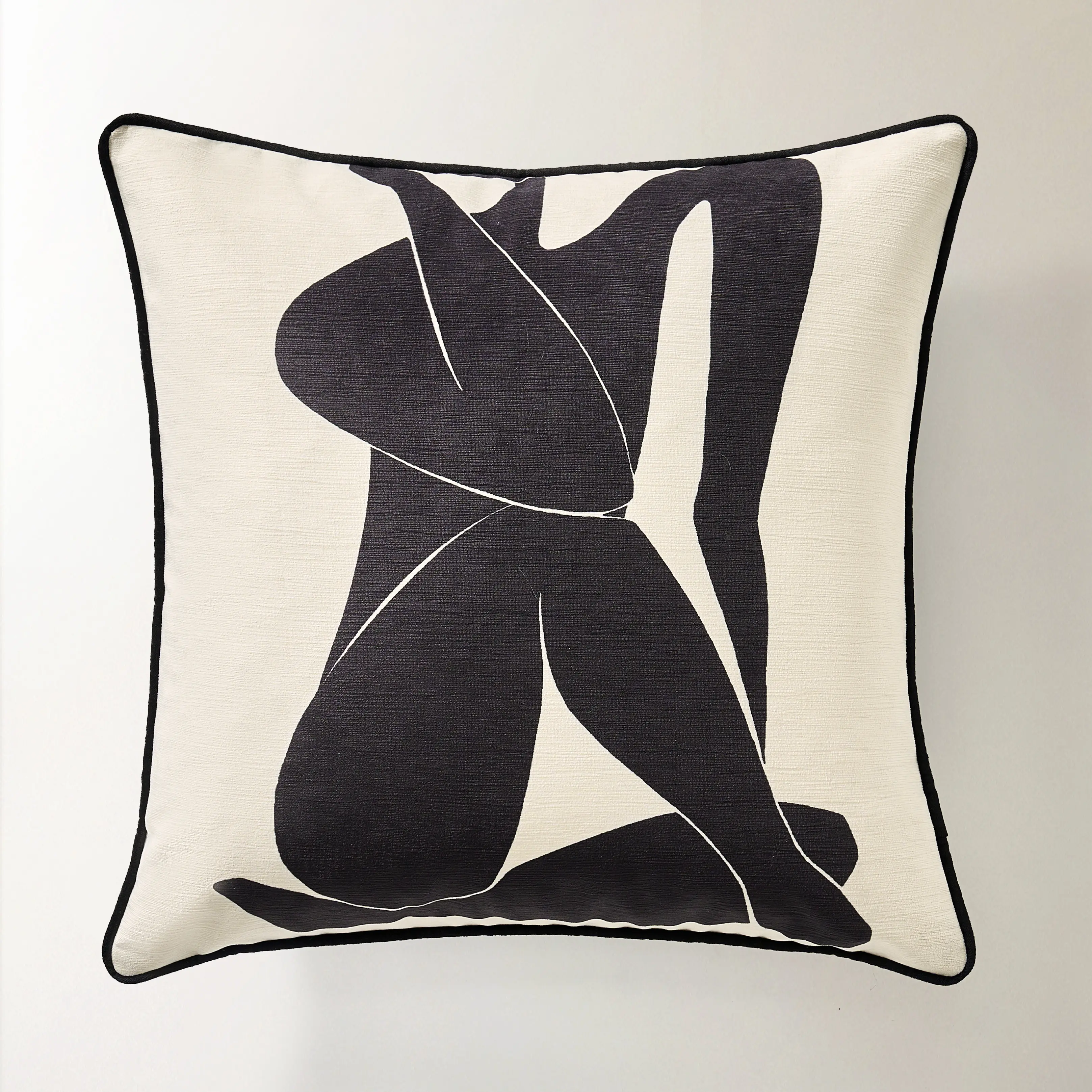 Z Gallerie Femi Artful Velvet Pillow, 20"x20" Black and White Decorative Fabric Cushion with Clean Silhouette, 100% Polyester Hidden Zipper Soft Padded Imported Bedding Cushion, Soft Padded Cushion