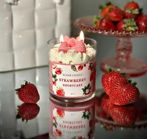 Strawberry Shortcake Soy Candle: Non-Toxic Birthday & Housewarming Gift - Handmade Candle for Home Decor