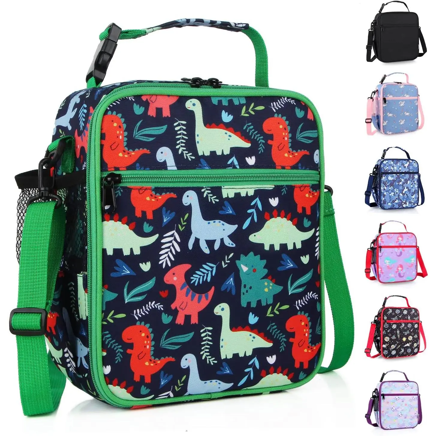 Insulated Lunch Box Bag, Thermal Picnic Cool Bags with Adjustable Strap for Adults  Women Men Boys Girls School Work (Dinosaur)