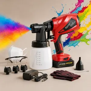 Cordless Paint Sprayer HVLP Spray equipment 3 Patterns Electric HVLP High-Pressure Spray tool  800ml TankEasy to Clean for Furniture, Cabinets, Fence, Walls, Door, Garden Chairs etc. Cordless Copper Motor Paint Sprayer Brushless HVLP Easy to Clean