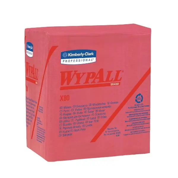 212 MAIN KCC 41029 Wypall X80 Heavy Duty Absorbent Cloth, Red Quarter-Fold Towel, 50-Count per Pack, 4-Pack Case, Home Cleaning Cloth for Machine Cleaning, Home Cleaning Products