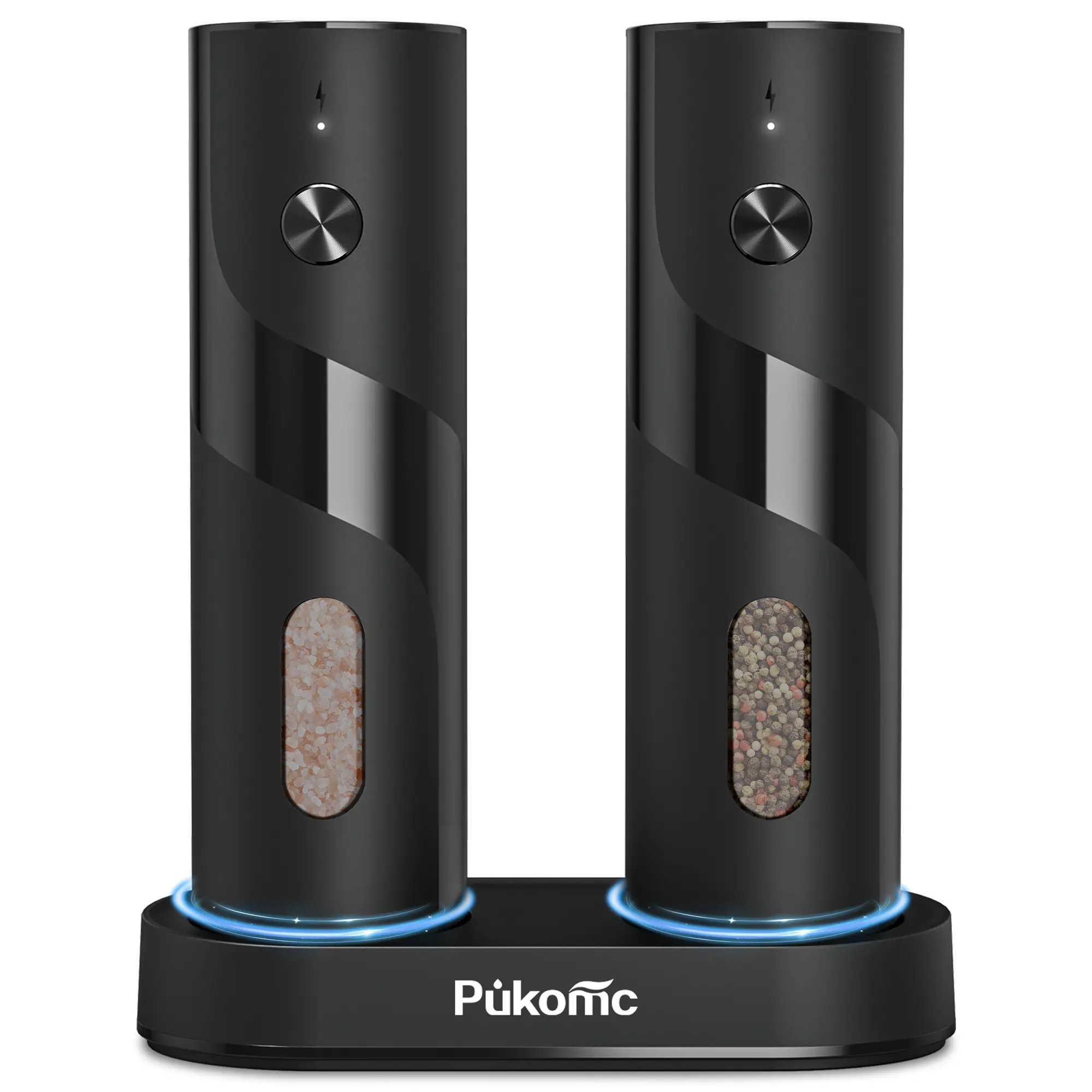 PUKOMC 6-Setting Rechargeable Grinder Set: One-Hand Operation, Detachable for Easy Cleaning. Includes 12 Refills & Accessories. Kitchen Seasoning Salt Pepper Shakers Kitchenware Utensils