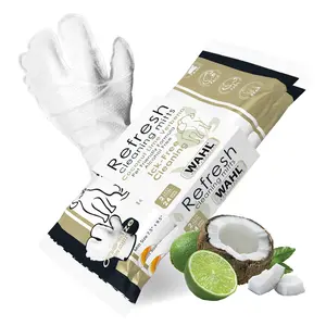 Wahl Refresh Cleaning Mitt Dog Wipes for Ick-Free Cleaning of Dog Paws, Face, Ears and Butt - Coconut Lime Verbena Scent – 24 ct - Model 3027121
