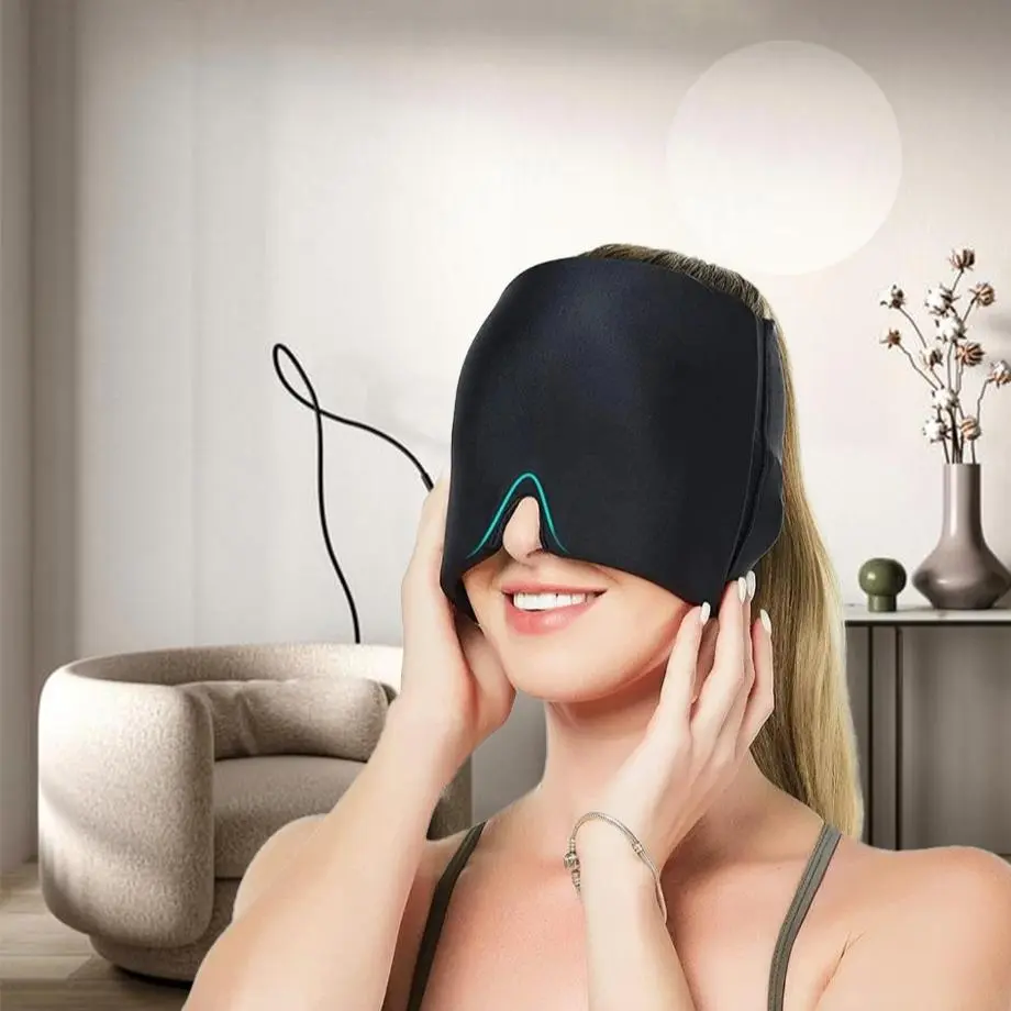 Cooling Gel Ice Pack Cap, Hot & Cold Headgear, Relieve Migraine, Comfortable Head Wrap Ice Pack Eye Mask for Puffy Eyes, Tension