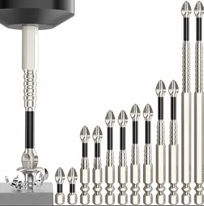 TOOLIX PH2 Magnetic Screwdriver Power Bit Set 9-Piece (25–150mm) – Electric Drill for Home & Professional Repair， k5 drillbit, excavator tools, high  Magnetic screwdriver bit. Drill Bits