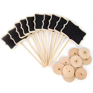 Mini Blackboard Signs Set, 10 Small Wooden Labels with Stand, Table Display Markers, Position Cards, Food Tags, Wedding Decorations, Wooden Material, Set of Ten