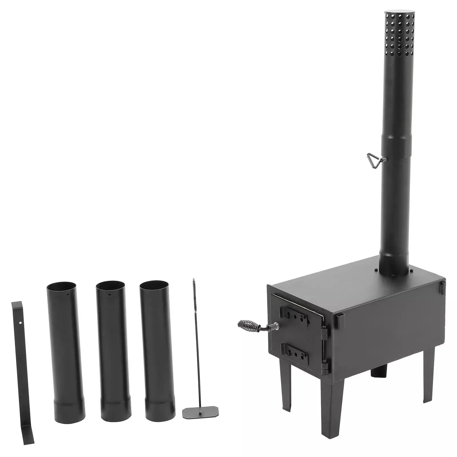 Black Steel Universal Outdoor Wood Burning Stove For Cooking Camping