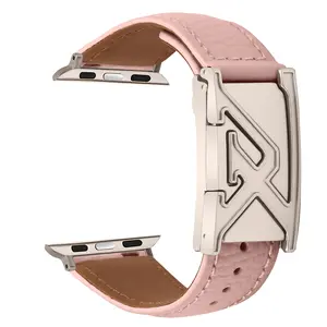 Magnetic Leather Starry Silver Letter Buckle Strap for Apple Watch 8/9/10, Smart Iwatch Ultra2 Band, Unisex, Smartwatch Accessories, No Watch Included