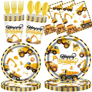 Architecture Theme Birthday Decoration Set, Includes 100 Party Supplies, Plates, Cups, Napkins, Forks & Spoons, for 16 People