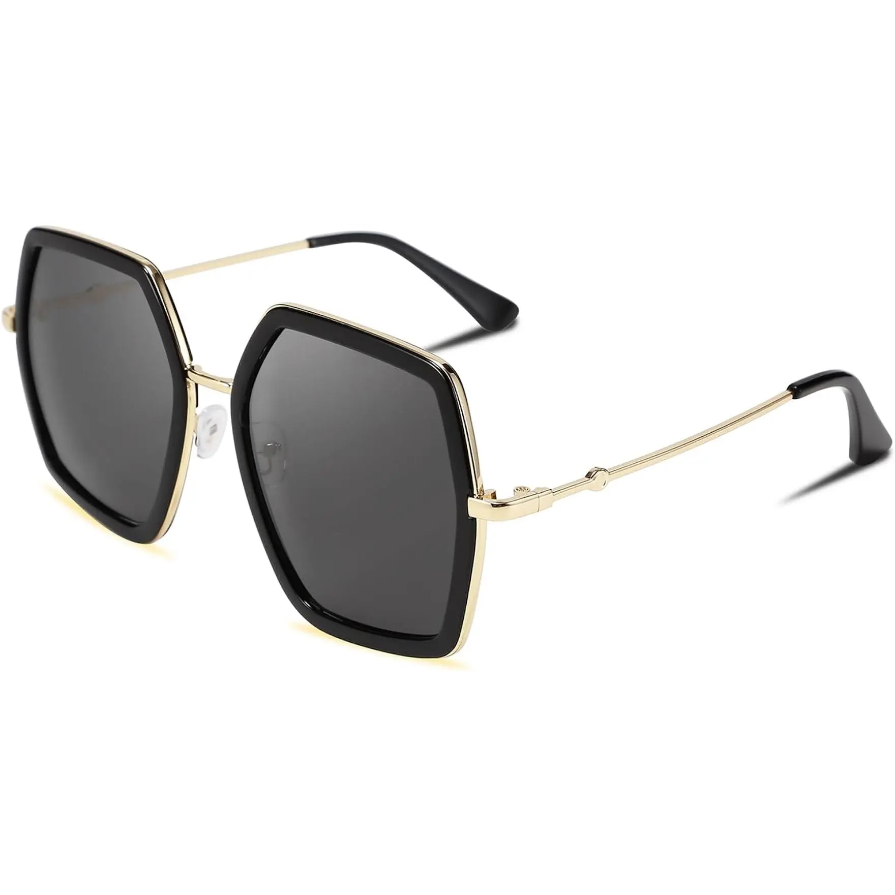 FEISEDY Women's Large Hexagon Trendy Frames Sunglasses, Geometric Irregular Design, Casual Statement Glasses, Stylish Fashion Accessories B2503, Geometric Frame Sunglasses