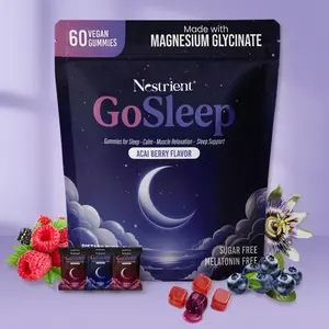 Nestrient GoSleep Melatonin-Free Nighttime Gummies for Better Sleep – Dual Formula A+B with Magnesium Glycinate, GABA, L-Theanine, 5-HTP, Acai Berry Center-Filled, 60 Count tiktokshopspringglowup