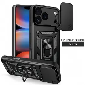 Solid color 360 rotating ring bracket military-grade shockproof mobile phone protective cover, with camera protective cover, suitable for iPhone11 12 13 14 15 16 promax iPhone17promax, sturdy and durable mobile phone case