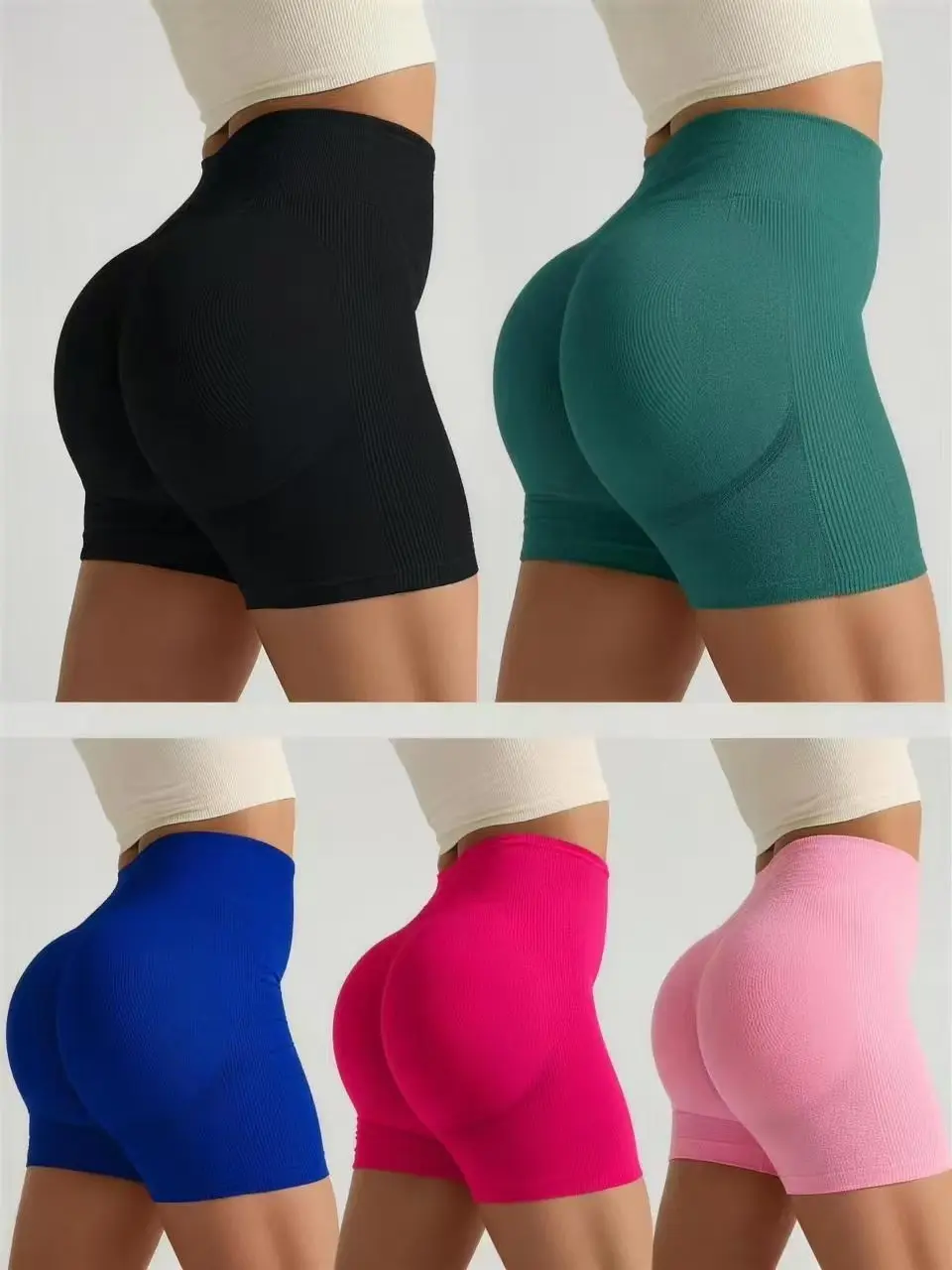 Women's 2-Pack High Waist Nylon Yoga Shorts - Butt Lifting Booty Shorts, Scrunch Lift, Fitted Cut for Universal Sport Yoga Gym Run