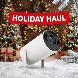 【TikTok Shop Holiday Haul】HY300 Pro Mini Portable Projector with Android 11.0 OS, 4K/1080P Smart Projector, Built-in Speakers, 180° Screen Rotation, Plug & Play Home Theater Projector for PC/Laptop-Free Movies, Smart TV