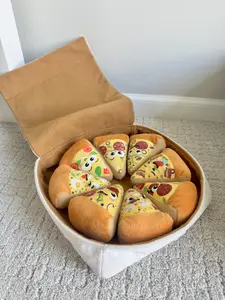 Doggie Deep Dish Toy Pizza - Fun Plush Toy in a Box with Cute Pizza Slices for Pet Play