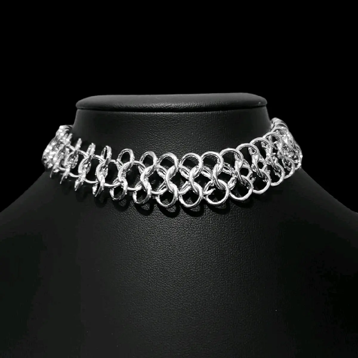 Silver Chainmail Choker Necklace - Adjustable Size