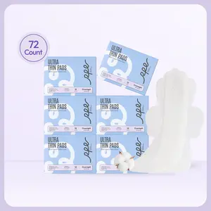 RPE Life Overnight Pads - 100% Organic Cotton with Wings, Ultra Thin, Soft and Absorbent, 6 Box Bundle with 72 ct